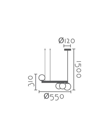 Dimensiones Lámpara de techo colgante MD4005-BK - Ineslam