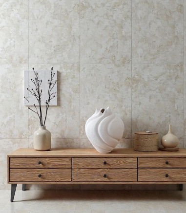 Mueble con Jarrón cerámica Risco blanco mate - VP Interiorismo