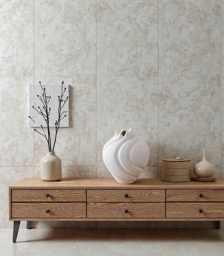 Mueble con Jarrón cerámica Risco blanco mate - VP Interiorismo