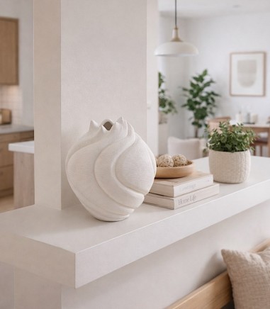 Cocina con Jarrón cerámica Risco blanco mate - VP Interiorismo