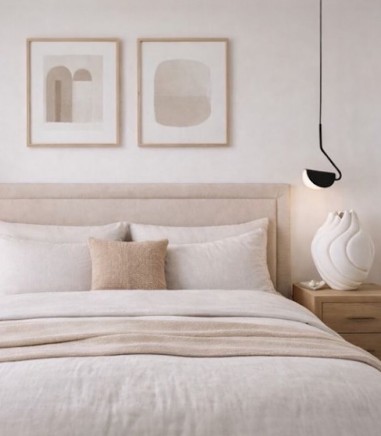 Dormitorio con lámpara de techo encima de la mesita  MD2141-BK - Ineslam