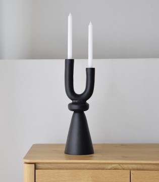 Candelabro dúo metal negro alto - VP Interiorismo
