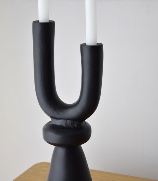 Candelabro dúo metal negro alto - VP Interiorismo 2
