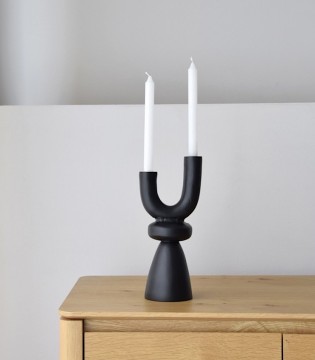 Candelabro dúo metal negro bajo - VP Interiorismo