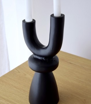 Candelabro dúo metal negro bajo - VP Interiorismo 2