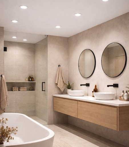 Cuarto de baño con focos Empotrables blancos GU10 FH121-WH IP65 - Ineslam - Ø85 mm