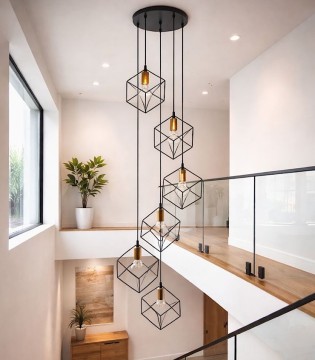 Lámpara para escaleras Ice sp5 negro de 5 bombillas- Ideal Lux