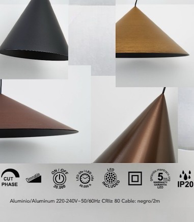 Detalles de Lámpara colgante lineal Cono LED 20W - Mantra