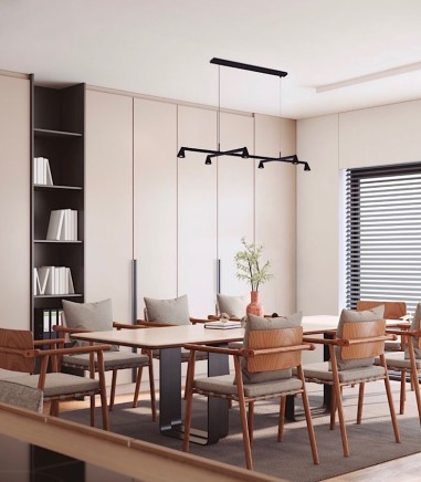 Mesa iluminada con Lámpara colgante lineal Cono LED 20W - Mantra