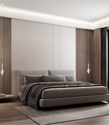 Dormitorio con colgantes en las mesitas Betty blanco LED 7W alabastro - Mantra 9425
