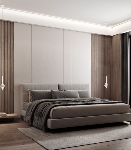 Dormitorio con colgantes en las mesitas Betty blanco LED 7W alabastro - Mantra 9425