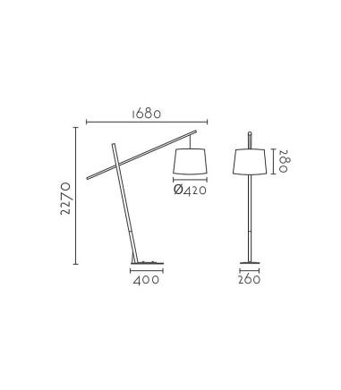 Dimensiones: Lámpara de pie madera-pantalla ML2262 - Ineslam