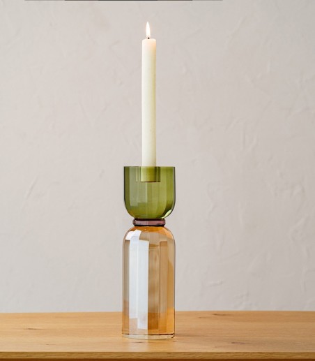 Candelabro Clea champagne, burdeos y verde - VP Interiorismo
