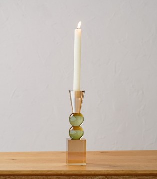 Candelabro Bia champagne y verde - VP Interiorismo