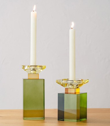 Candelabro Tao verde ámbar y lima grande - VP Interiorismo