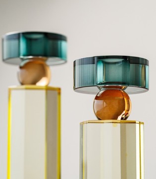 Candelabro Elvi lima, ámbar y turquesa grande- VP Interiorismo 2