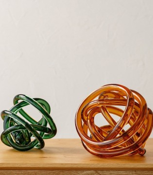 Set 2 piezas vidrio Nudo ámbar y verde - VP Interiorismo