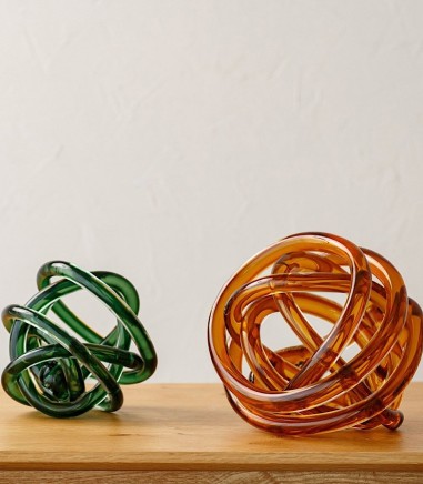 Set 2 piezas vidrio Nudo ámbar y verde - VP Interiorismo