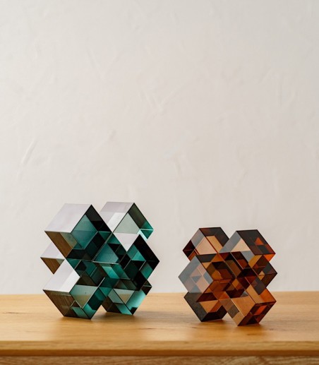 Set 2 piezas Cubos azul y ámbar - VP Interiorismo