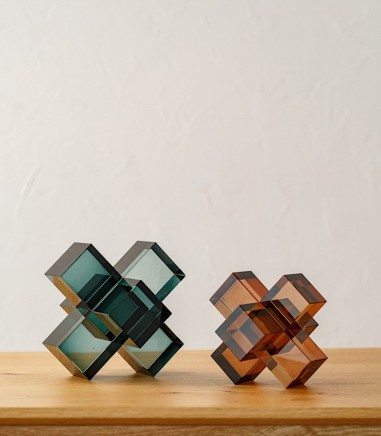 Set 2 piezas Cubos azul y ámbar - VP Interiorismo