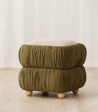 Set 2 pufs Nona marfil y verde oscuro - VP Interiorismo 2