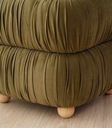Set 2 pufs Nona marfil y verde oscuro - VP Interiorismo