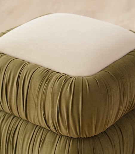 Set 2 pufs Nona marfil y verde oscuro - VP Interiorismo