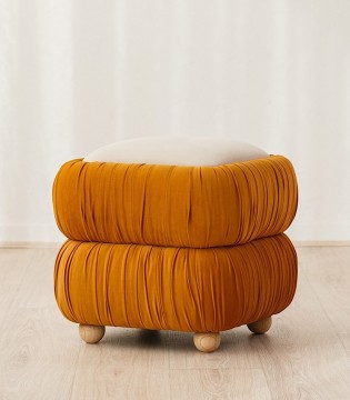 Set 2 pufs Nona beige y naranja oscuro - VP Interiorismo 2
