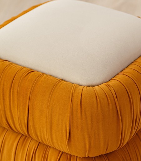 Set 2 pufs Nona beige y naranja oscuro - VP Interiorismo