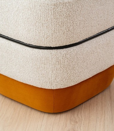 Set 2 pufs Elis marfil y naranja oscuro - VP Interiorismo