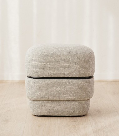 Set 2 pufs Elis gris y beige - VP Interiorismo