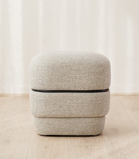 Set 2 pufs Elis gris y beige - VP Interiorismo