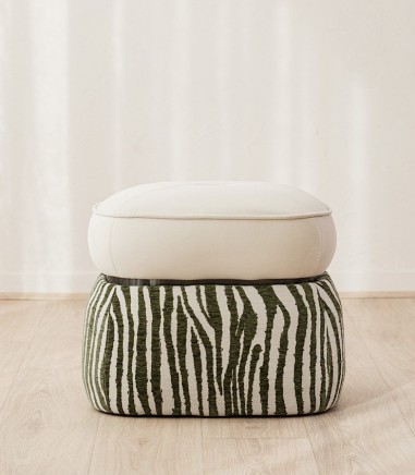 Set 2 pufs Duna marfil y verde - VP Interiorismo