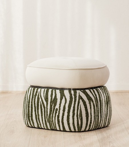 Set 2 pufs Duna marfil y verde - VP Interiorismo