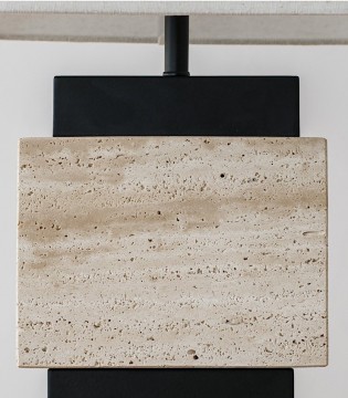 Lámpara de mesa Lara travertino, metal y lino - VP Interiorismo 2