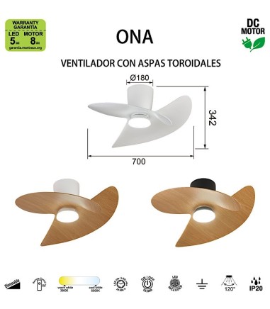 ONA 70 cm | Ventilador de techo LED...
