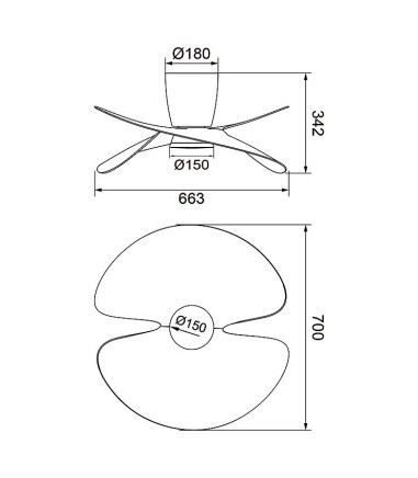 Dimensiones: ONA ventilador de techo LED silencioso DC 70 cm | Mantra