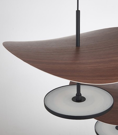 Detalle madera de Lámpara de techo moderna Abisal circular 3 luces LED 32W | Mantra
