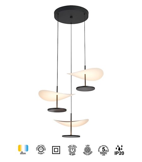 Características de la Lámpara de techo moderna Abisal circular 3 luces LED 32W | Mantra