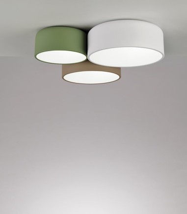 Plafón techo POT triple 5L color blanco, arena y oliva - Ole Lighting