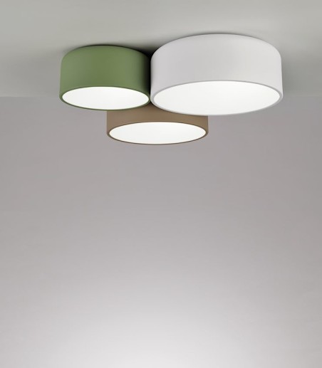 Plafón techo POT triple 5L color blanco, arena y oliva - Ole Lighting