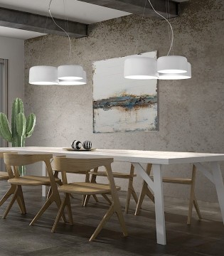 Lámpara colgante POT triple blanca 5 luces E27 moderna | Ole Lighting 2