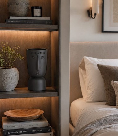 Estantería con Florero de cerámica CARA ALTO negro para una decoración moderna y elegante