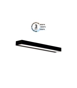 Aplique LED negro 45 cm luz indirecta IP44 CCT MB1551-BK - Ineslam