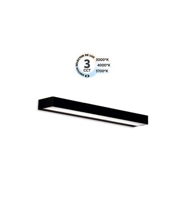 Aplique LED negro 45 cm luz indirecta IP44 CCT MB1551-BK - Ineslam