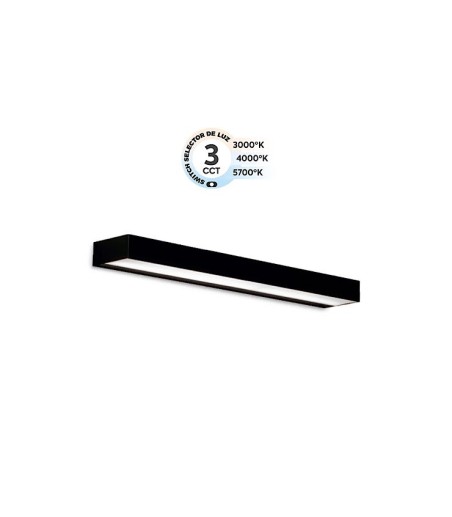 Aplique LED negro 45 cm luz indirecta IP44 CCT MB1551-BK - Ineslam