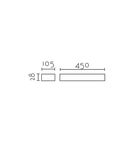 Dimensiones: Aplique LED baño 45 cm luz indirecta IP44 CCT MB1551 - Ineslam