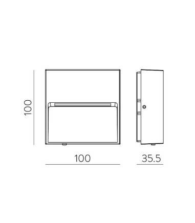 Dimensiones Aplique exterior señalizador Nashira LED  IP65 - ACB