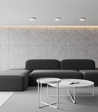 Sala de estar con plafones de techo London 200 blanco - ACB