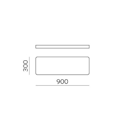 Dimensiones de los plafones de techo rectangulares Turin 90 cm de ACB